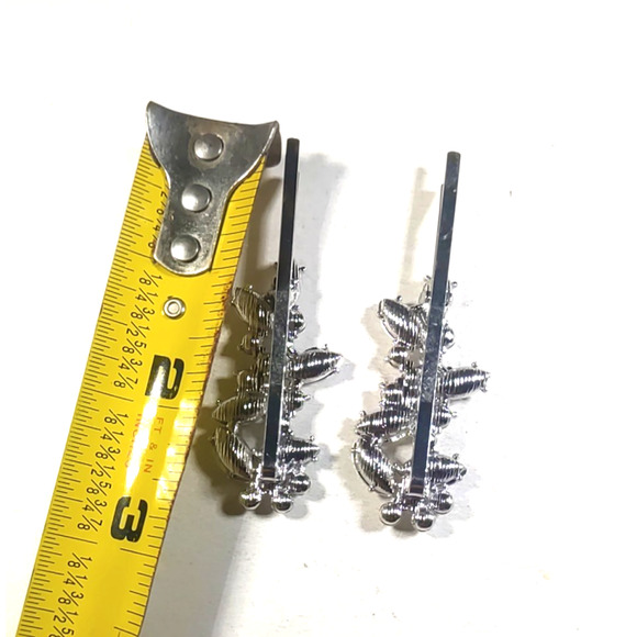 Stars Ablaze Hair Barrette Tension Clip Silver Tone Faux Pearls Party Weddingt - Picture 4 of 5